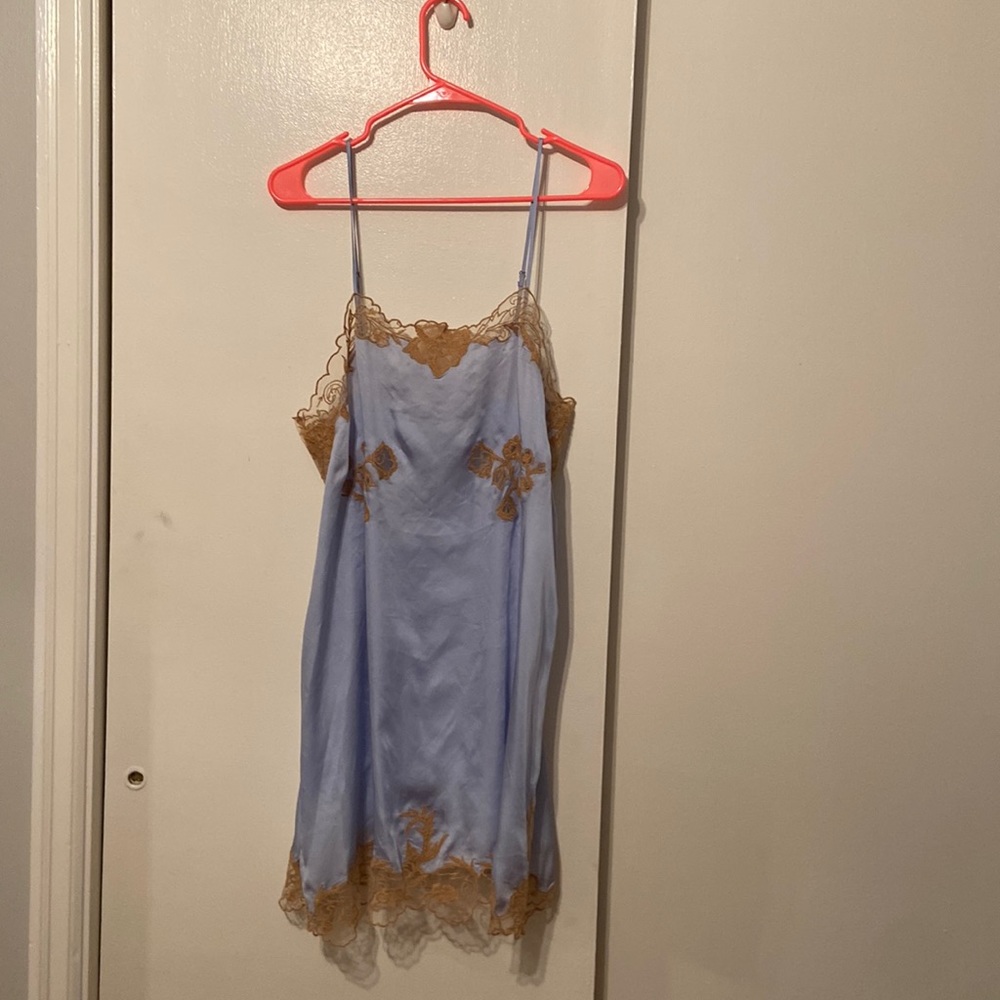 Zara Blue and Gold Lace Chemise